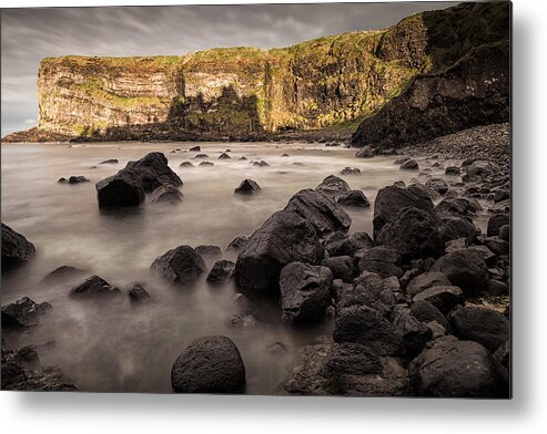 Dunluce Metal Print featuring the photograph Dunluce Castle Shadow by Nigel R Bell