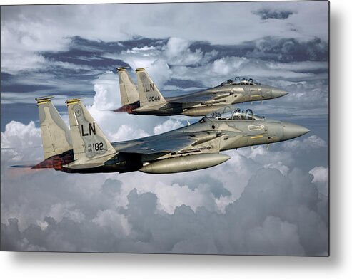 Duo Metal Print featuring the digital art Duo F-15 D Lakenheath by Peter Scheelen