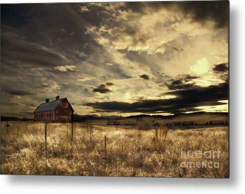 Ranch Metal Print featuring the photograph Dusk at the Red Barn by Kristal Kraft