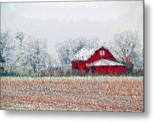 Texas Metal Print featuring the painting Dusted in Snow #4 by Will Barger