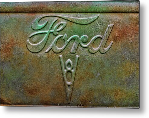 Ford Metal Print featuring the photograph Early Ford Pickup Tailgate by Alan Hutchins