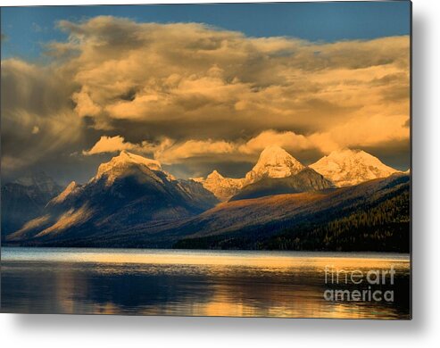 West Glacier Metal Print featuring the photograph Early Season Snow Caps by Adam Jewell
