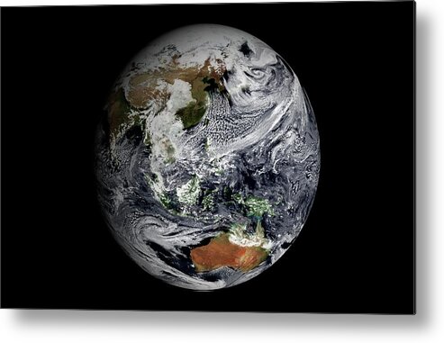 Earth Metal Print featuring the photograph Earth's Clouds Simulation by Nasa Earth Observatory/gsfc Scientific Visualization Studio/science Photo Library