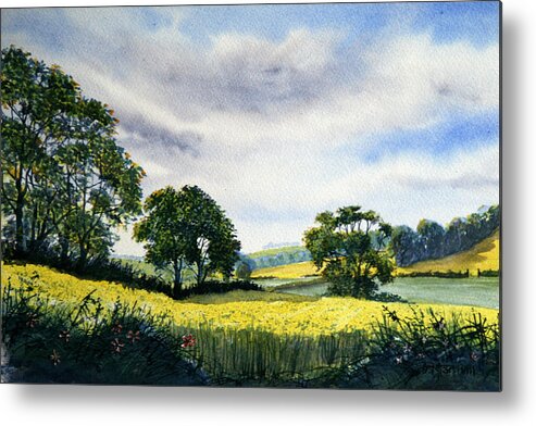Watercolour Metal Print featuring the painting Eastfields from Woldgate by Glenn Marshall