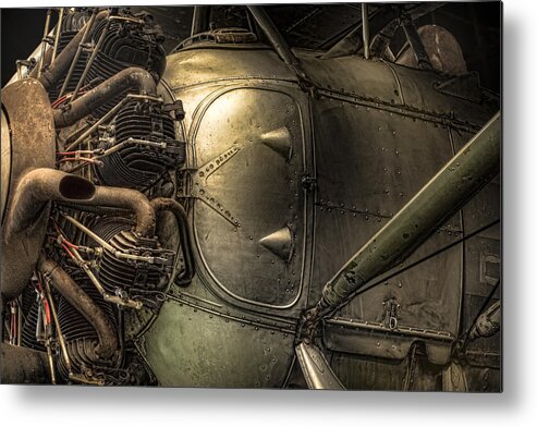 Aircraft Metal Print featuring the photograph Radial Engine and fuselage detail - Radial engine aluminum fuselage vintage aircraft by Gary Heller