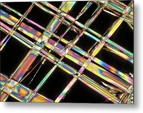 860204-35 Metal Print featuring the photograph Enkephalin Endorphin Crystals by Dennis Kunkel Microscopy/science Photo Library