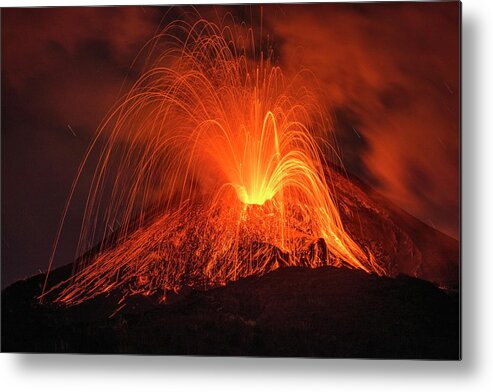 Eruption Metal Print featuring the photograph Eruption Of Mount Etna by Martin Rietze/science Photo Library