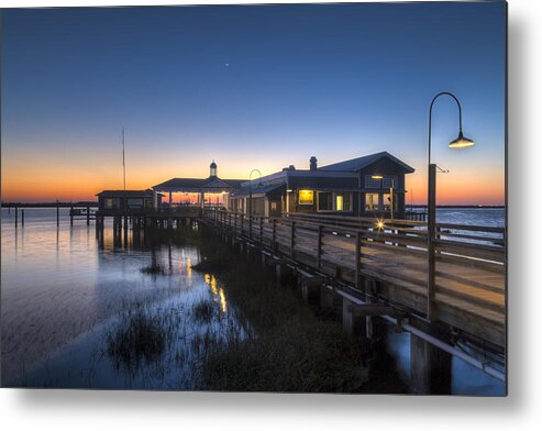 Clouds Metal Print featuring the photograph Evening Sky at the Dock by Debra and Dave Vanderlaan