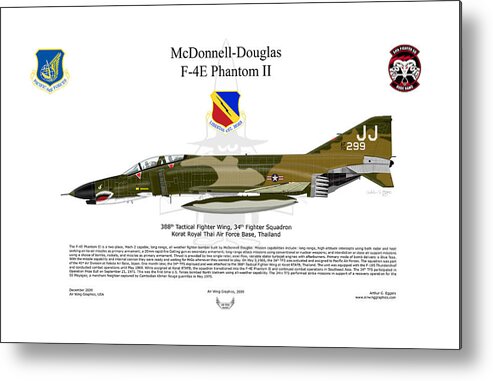 Mcdonnell Douglas Metal Print featuring the digital art F-4E Phantom II by Arthur Eggers