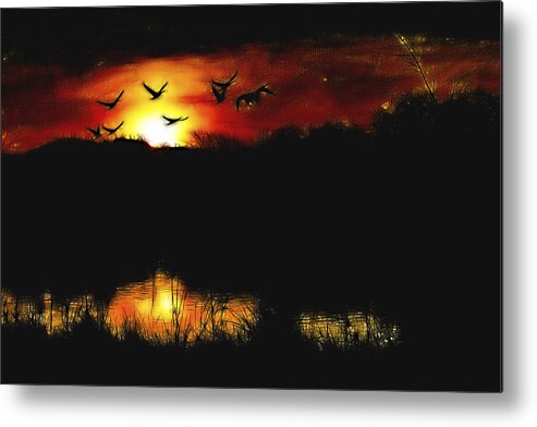 Nature Metal Print featuring the digital art Fall Migration by William Horden
