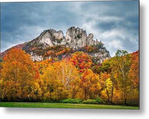 Storm Metal Print featuring the photograph Fall Storm Seneca Rocks by Mary Almond