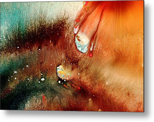 Space Metal Print featuring the painting Falling Comet Colorful Abstract Art by kREDArt by Serg Wiaderny