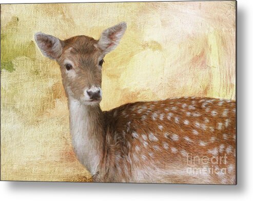 Fallow Deer Metal Print featuring the digital art Fallow Deer Portrait by Jayne Carney