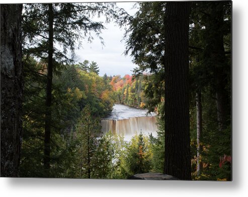 Upper Tahquamenon Falls Metal Print featuring the photograph Falls in the Distance by Linda Kerkau