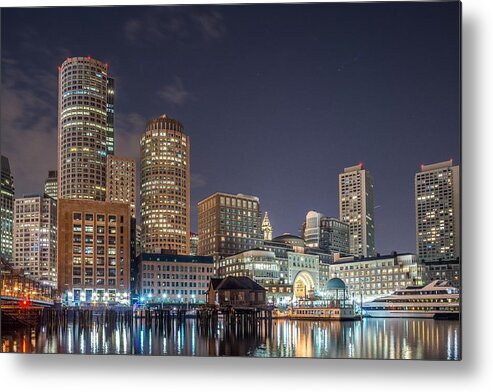 Fan Pier Metal Print featuring the photograph Fan Pier Boston MA on a hot July night by Bryan Xavier