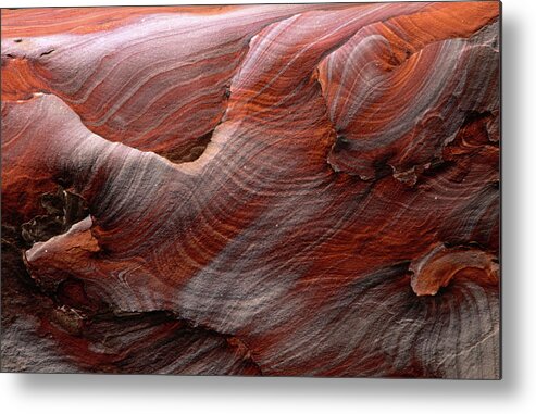 Textured Metal Print featuring the photograph Fantastic Swirling Sandstone Patterns by Anders Blomqvist
