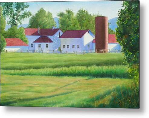 Watercolor Metal Print featuring the painting Farm at Willow Creek by Daniel Dayley