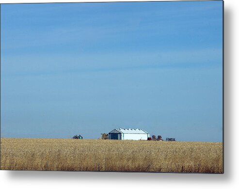 Landscape Kansas Farm Field Metal Print featuring the photograph Farm house Kansas by William Kimble