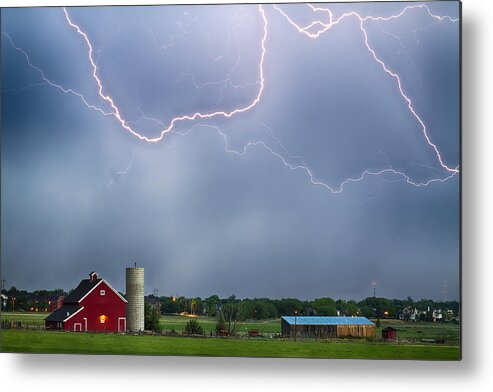 Lightning Metal Print featuring the photograph Farm Storm HDR by James BO Insogna