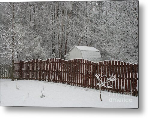 Snow Metal Print featuring the photograph Fence in the Snow by Stan Reckard