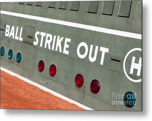 Clarence Holmes Metal Print featuring the photograph Fenway Park Green Monster Scoreboard III by Clarence Holmes