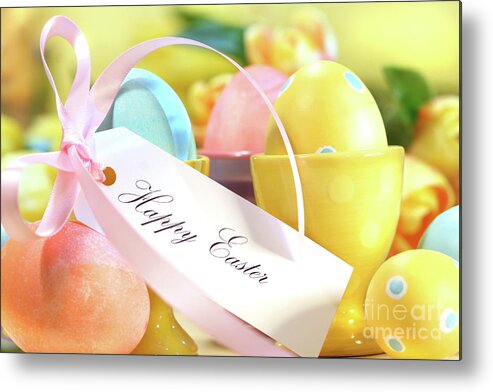 Celebrating Metal Print featuring the photograph Festive easter eggs by Sandra Cunningham