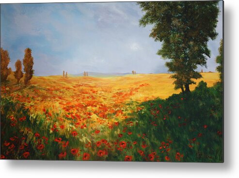 Poppies Metal Print featuring the painting Field of Poppies by Jean Walker