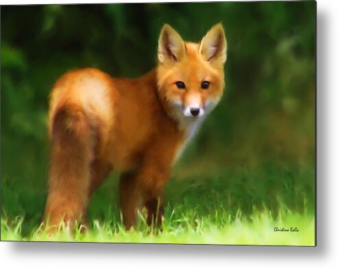 Fox Metal Print featuring the painting Fiery Fox by Christina Rollo