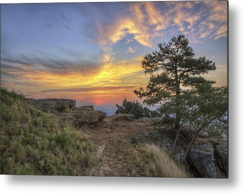 Mt. Nebo Metal Print featuring the photograph Fiery Sunrise from Atop Mt. Nebo - Arkansas by Jason Politte