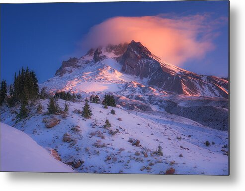 Mount Hood Metal Print featuring the photograph Fire Cap by Darren White