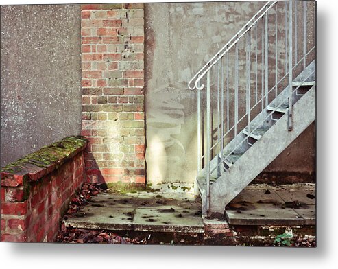 Banister Metal Print featuring the photograph Fire escape stairs by Tom Gowanlock