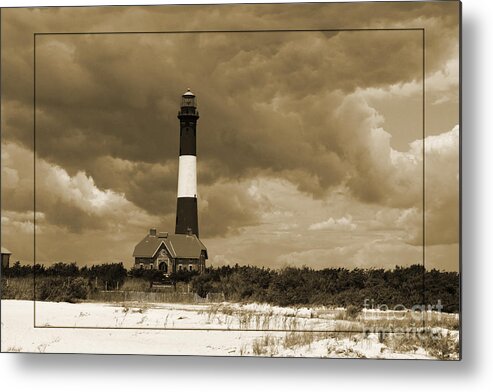 Fire Island Light Metal Print featuring the photograph Fire Island Light In Sepia by Christiane Schulze Art And Photography