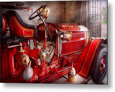 Fireman Metal Print featuring the Fireman - Truck - Waiting for a call by Mike Savad