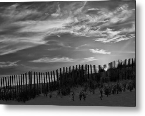 Cape Metal Print featuring the photograph First Light At Cape Cod Beach BW by Susan Candelario