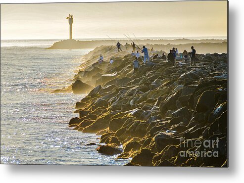 Jetty Metal Print featuring the photograph Fishing and Foghorn by Amy Fearn