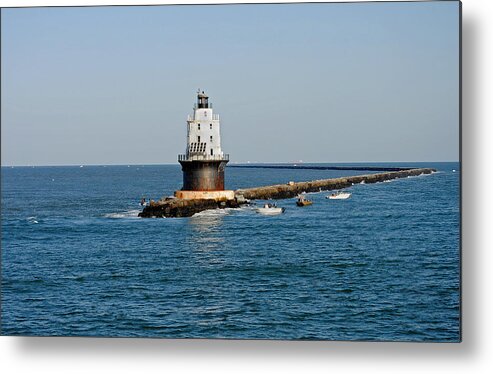 De Metal Print featuring the photograph Fishing The Breakwater by Skip Willits