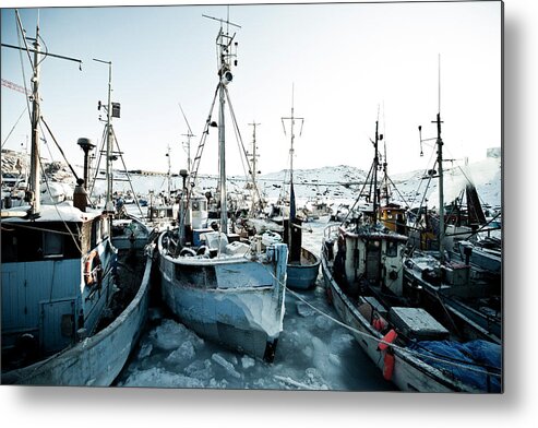 Clear Sky Metal Print featuring the photograph Fishingboats by Andre Schoenherr