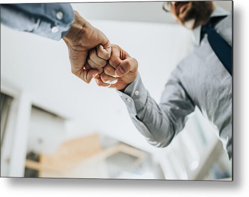 New Business Metal Print featuring the photograph Fist bump greeting! by Skynesher