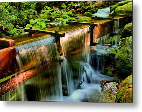 The Great Smoky Mountains National Park Metal Print featuring the photograph Flume Overflow by Carol Montoya