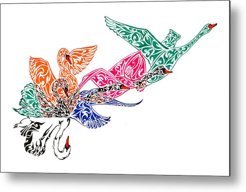 Doodle Metal Print featuring the painting Fly High by Anushree Santhosh