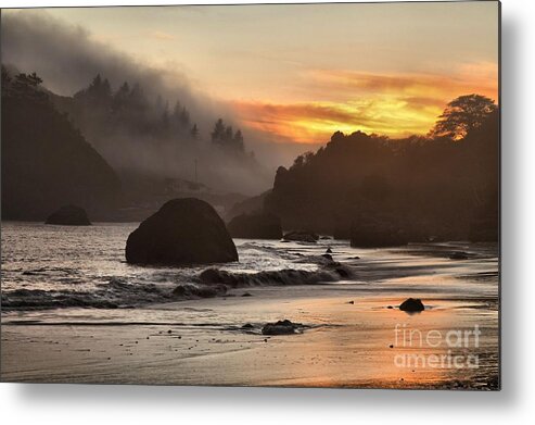 Trinidad State Beach Metal Print featuring the photograph Fog And Fire by Adam Jewell