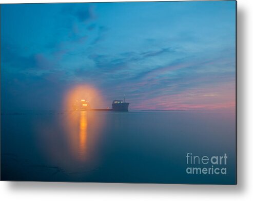 Fog Metal Print featuring the photograph Fog over Charleston Harbor by Dale Powell