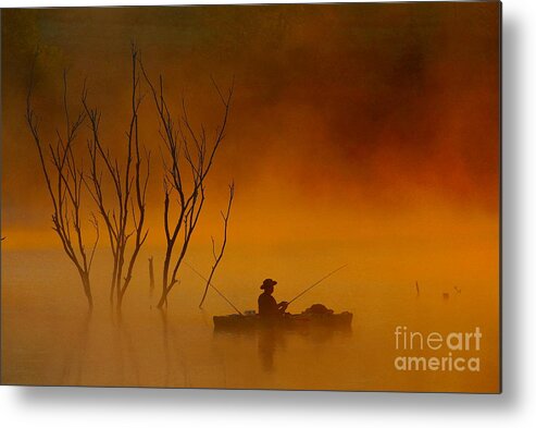 Sunrise Metal Print featuring the photograph Foggy Morning Fisherman by Elizabeth Winter