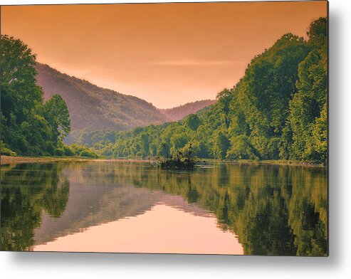 Sunset Metal Print featuring the photograph Foggy Morning Sunrise Along Buffalo River by Bill and Linda Tiepelman