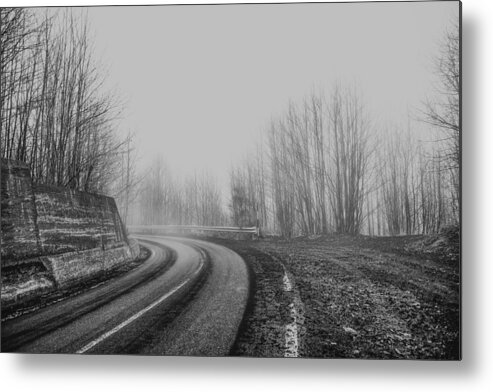 Foggy Road Metal Print featuring the photograph Foggy road by Mirko Chessari