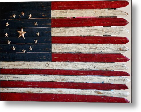 American Flag Metal Print featuring the photograph Folk Art American Flag by Art Block Collections