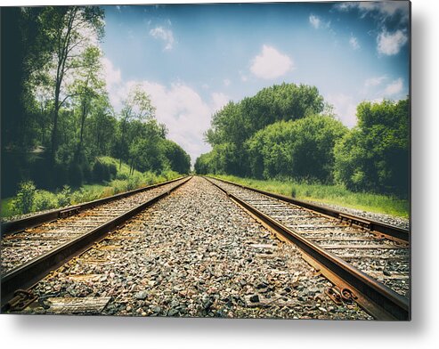 Train Tracks Metal Print featuring the photograph Follow The Tracks by Bill and Linda Tiepelman