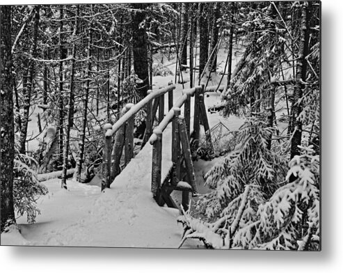 Maine Metal Print featuring the photograph Foot Bridge in Winter by David Rucker