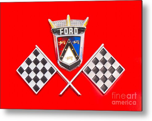 57 T-bird Metal Print featuring the photograph Ford Emblem by Jerry Fornarotto