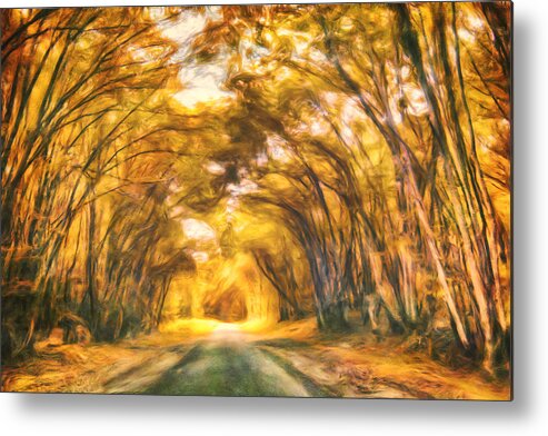 Painting Metal Print featuring the painting Forest Road by Joel Olives